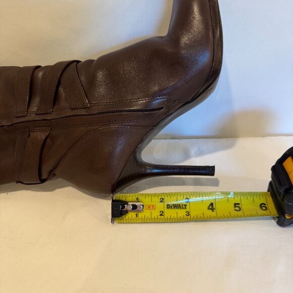 RALPH LAUREN LAVEDA BROWN LEATHER KNEE-HIGH BOOTS - Picture 8 of 11